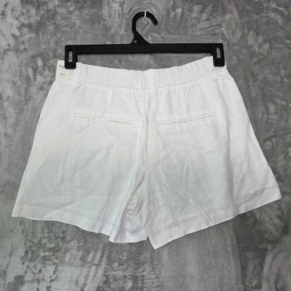 Abercrombie & Fitch White 100% Linen Shorts Women Size 26 NWT - Picture 3 of 8